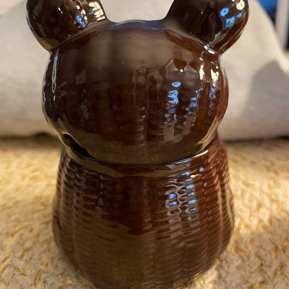 Vintage Otigiri ceramic Brown Bear honey jar with Red Bow - Picture 2 of 6